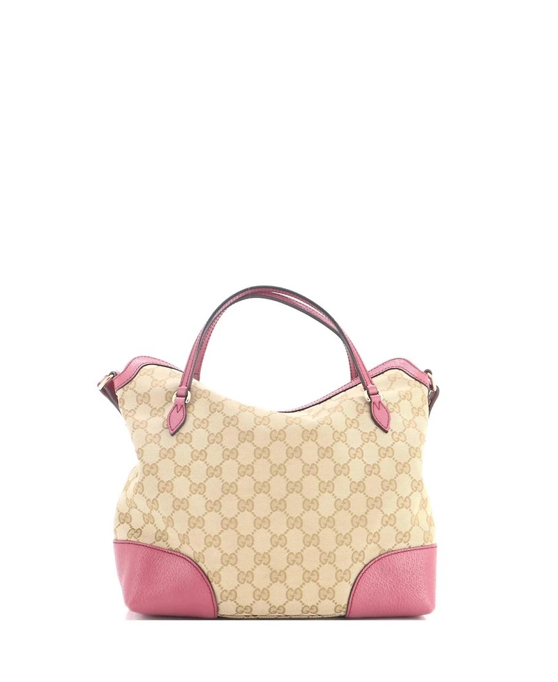 Pre-Owned Gucci Medium Bree Convertible Top Handle Bag Gg Canvas with Leather