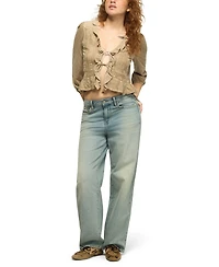 Lucky Brand Women's Long-Sleeve V-Neck Ruffle Blouse