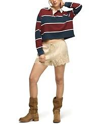 Lucky Brand Women's Long-Sleeve Striped Polo Shirt