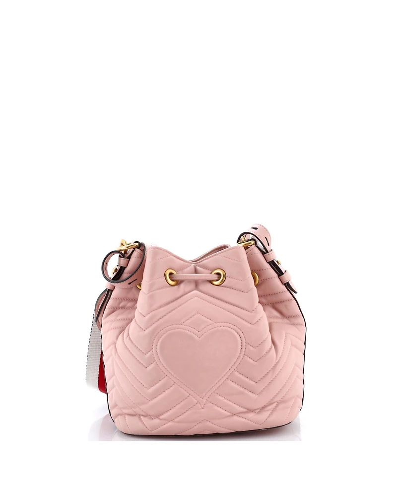 Pre-Owned Gucci Small Gg Marmont Bucket Bag Matelasse Leather