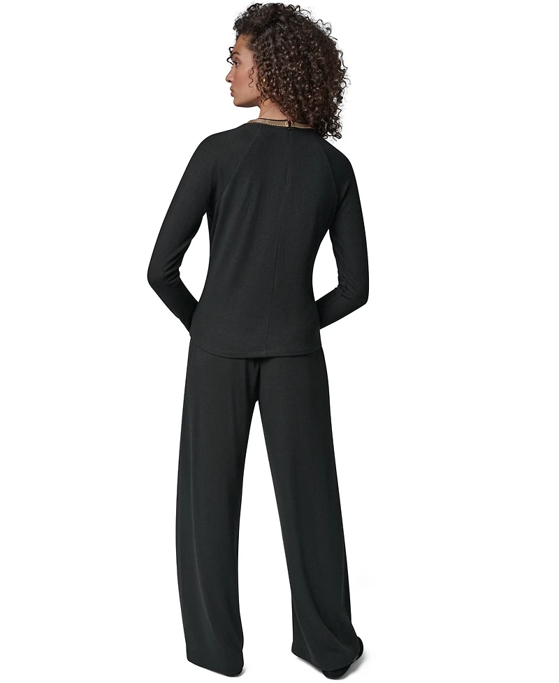 Donna Karan New York Women's Wide-Leg Flat Front Pull-On Pants