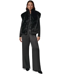 Donna Karan New York Women's Faux Fur Sleeveless Lined Vest