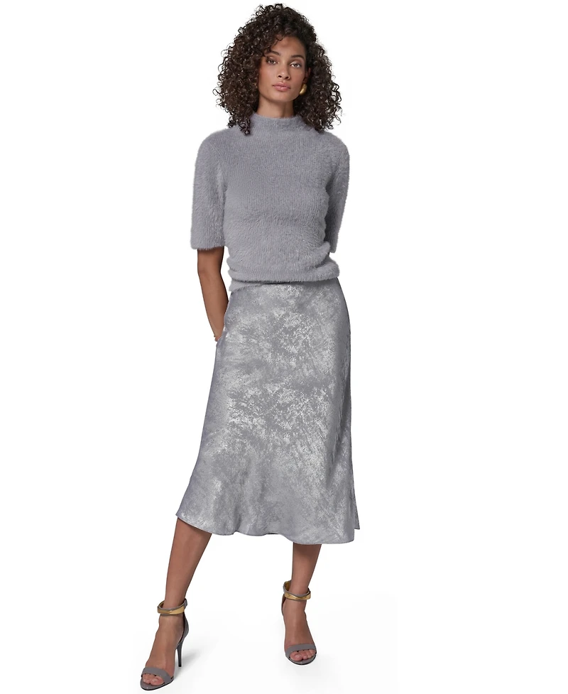 Donna Karan New York Women's A-Line Midi Foil Skirt
