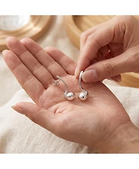 Sterling Silver with Freshwater White Pearl Ribbon Swirl Dangle Drop Earrings