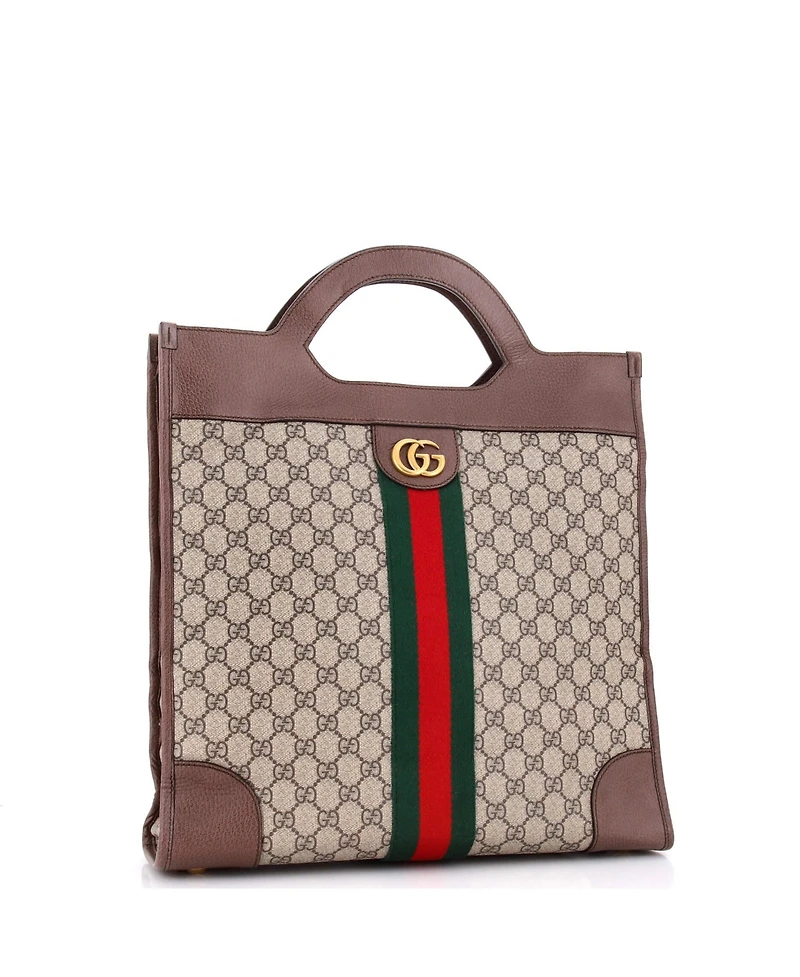 Pre-Owned Gucci Medium Ophidia Cut Out Handle Tote Gg Coated Canvas