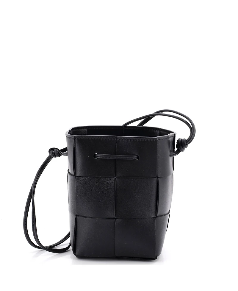Pre-Owned Bottega Veneta Mini Cassette Bucket Bag Maxi Intrecciato Leather