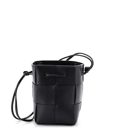 Pre-Owned Bottega Veneta Mini Cassette Bucket Bag Maxi Intrecciato Leather