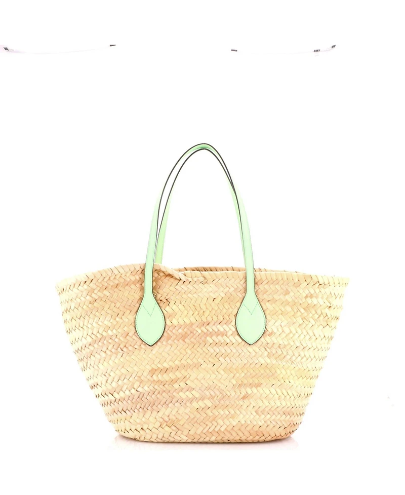 Pre-Owned Gucci Small Logo Open Tote Woven Raffia