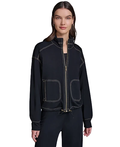 Karl Lagerfeld Paris Women's Jersey Bomber Jacket