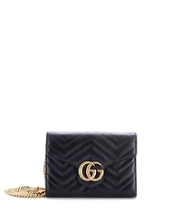 Pre-Owned Gucci Mini Gg Marmont Chain Wallet Matelasse Leather