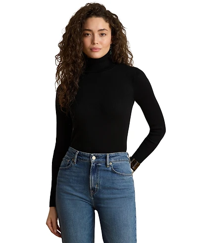 Lauren Ralph Women's Ribbed Slim-Fit Cotton-Blend Turtleneck