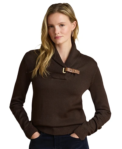 Lauren Ralph Women's Sabree Long Sleeve Buckle-Trim Sweater