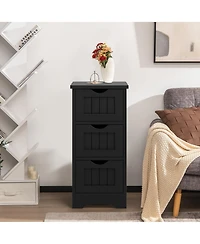 Gymax 3-Drawer Bathroom Floor Cabinet Free Standing Side Storage Organizer Nightstand
