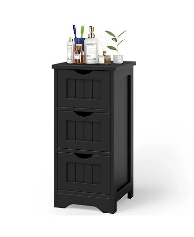 Gymax 3-Drawer Bathroom Floor Cabinet Free Standing Side Storage Organizer Nightstand