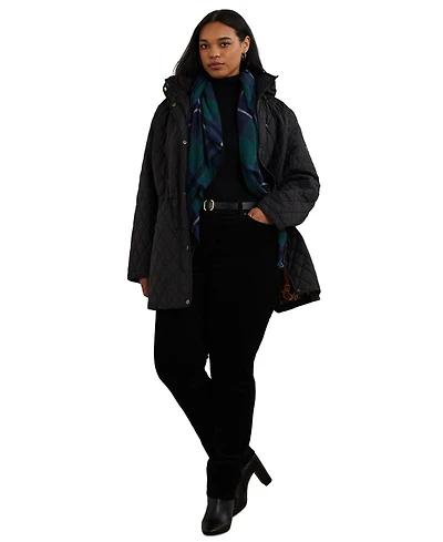 Lauren Ralph Plus Hooded Anorak Quilted Coat