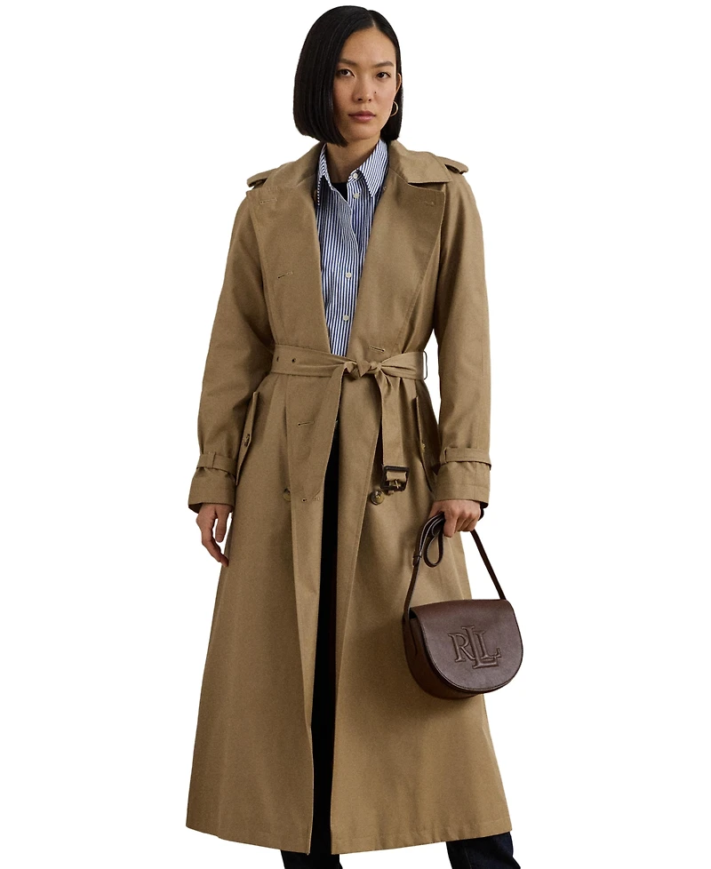 Lauren Ralph Women's Double-Breasted Maxi Trench Cotton-Blend Coat