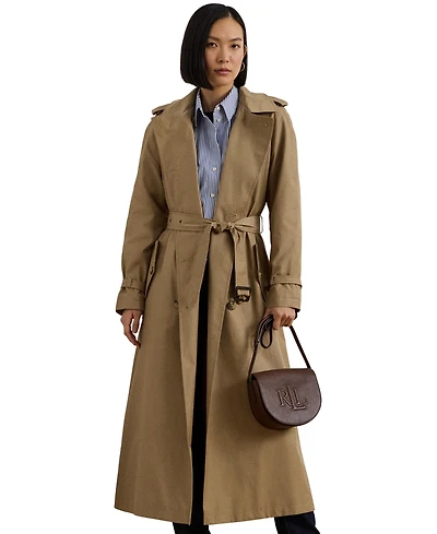 Lauren Ralph Women's Double-Breasted Maxi Trench Cotton-Blend Coat