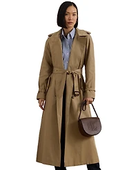 Lauren Ralph Women's Double-Breasted Maxi Trench Cotton-Blend Coat
