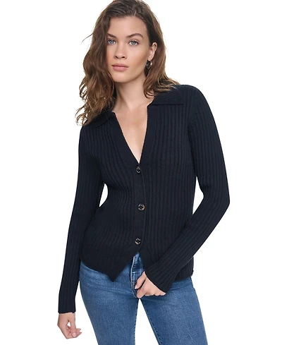 Dkny Jeans Women's Long-Sleeve Polo Cardigan