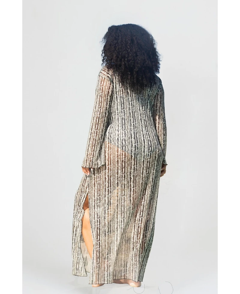 Fashion-szn Curve Plus Sheer Spot-Print Kaftan