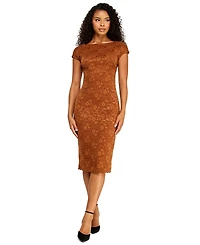 B Darlin Juniors' Boat Neck Chenille Lace Midi Dress