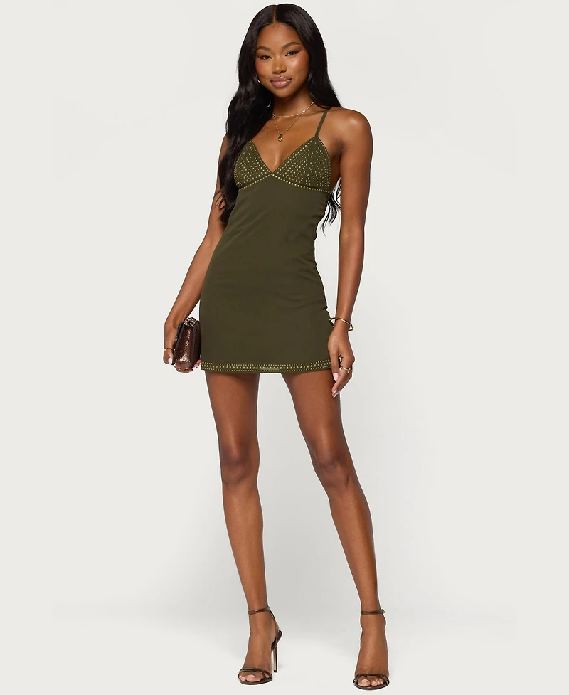 Edikted Women's Akemi Studded V-Neck Mini Dress
