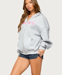 Edikted Women's Dj Lover Oversized Fleece Zip-Up Hoodie