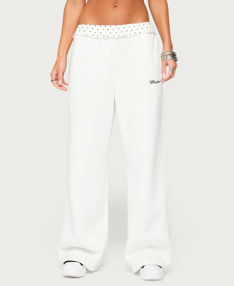 Edikted Women's Deila Polka-Dot Wide-Leg Sweatpants
