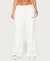 Edikted Women's Deila Polka-Dot Wide-Leg Sweatpants