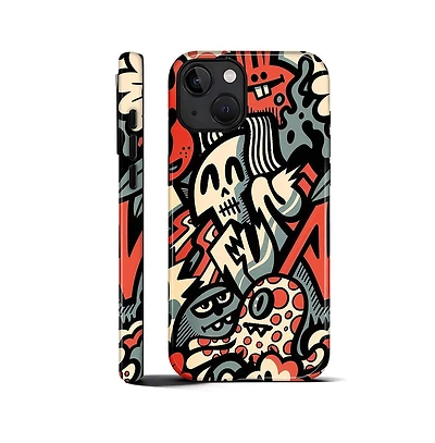 Lisen Phone Case Compatible with Apple iPhone 14, 2-Layer Durable, Skull Riot