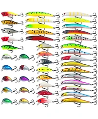Piscifun 43- pieces Fishing Lures Kit Mixed Hard Baits Minnow Popper Crankbaits Freshwater Saltwater