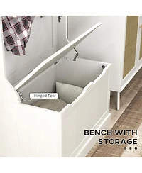 Slickblue Entryway Hall Tree with Shoe Bench, Coat Hooks and Hidden Storage