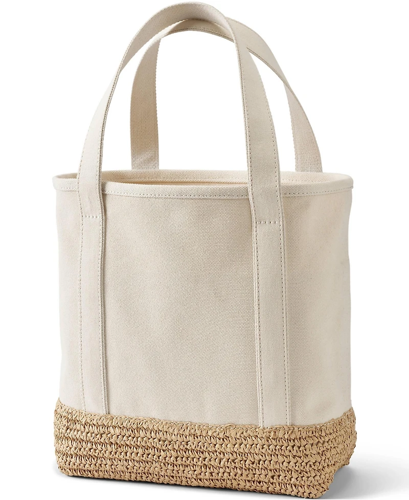 Lands' End Medium Raffia Open Top Canvas Tote Bag