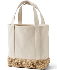 Lands' End Medium Raffia Open Top Canvas Tote Bag