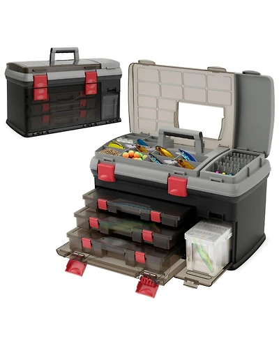 Piscifun 5 Layer Fishing Tackle Box Organizer With Removable Utility Boxes Adjustable Dividers Portable Storage