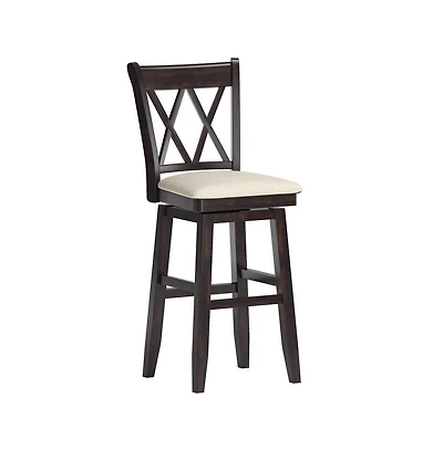 iNSPIRE Q Lea Cross Swivel Bar Stool w/ Beige Linen Seat