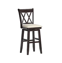 iNSPIRE Q Lea Cross Swivel Bar Stool w/ Beige Linen Seat