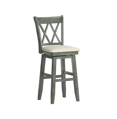 iNSPIRE Q Lea Cross Swivel Bar Stool w/ Beige Linen Seat
