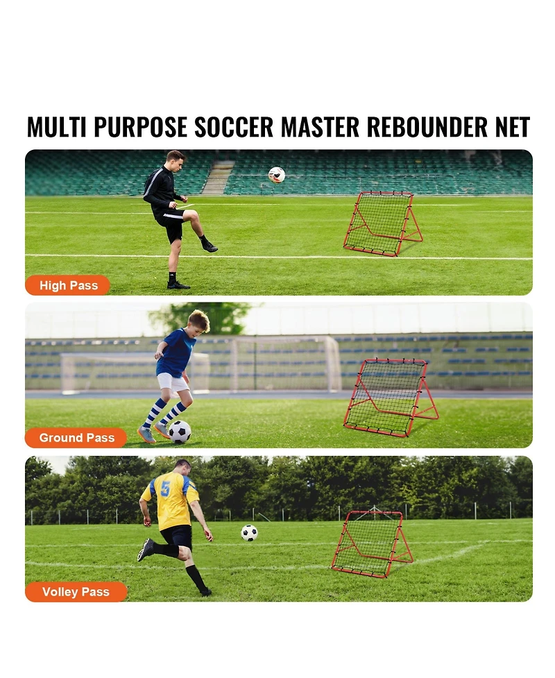 Sugift 39 x 39 Inch Kick-Back Soccer Rebound Net Portable Training Aid for Kids Teens and Adults