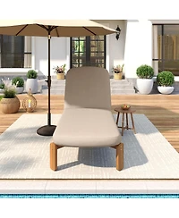 Asagikoiai Acacia Wood Adjustable Outdoor Chaise Lounge with Water-Resistant Cushion