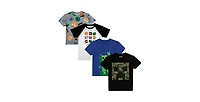 Minecraft Big Boys Creepers And Character Heads Crew Neck Short Sleeve 4pk Tees-xl