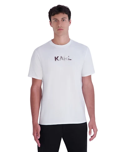 Karl Lagerfeld Paris Men's Embossed Karl Crewneck Modern-Fit T-Shirt