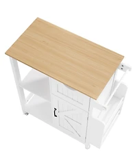 Streamdale Furniture Mobile Kitchen Island Cart with Storage Cabinet, Drawer and Spice Rack