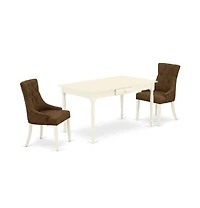 East West Furniture Dining Room Set Linen White, MZFR3-lwh-18