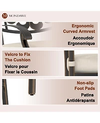 Mondawe 4-Piece Outdoor Bar Stool Set with Decorative Backrests and Beige Cushions