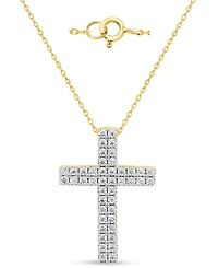 Forever Grown Diamonds Lab-Grown Diamond Double Row Cross Pendant Necklace (2 ct. t.w.) Sterling Silver (Also 14k Gold-Plated Silver)