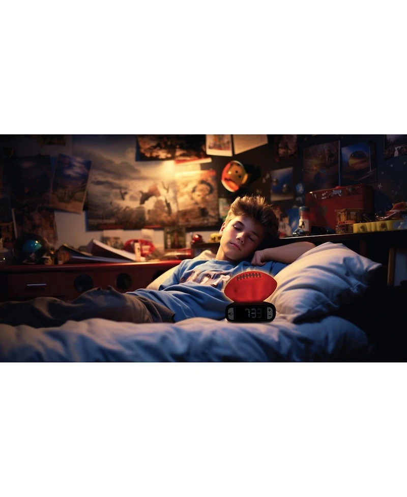 Lexibook, American Football, Night Light Alarm Clock, Sounds and Melodies, Backlit Lcd Screen, Luminescent, Snooze, RL800SO