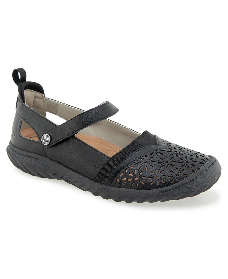Jbu Women's Rya-Wide Mary Jane Round Toe Flats