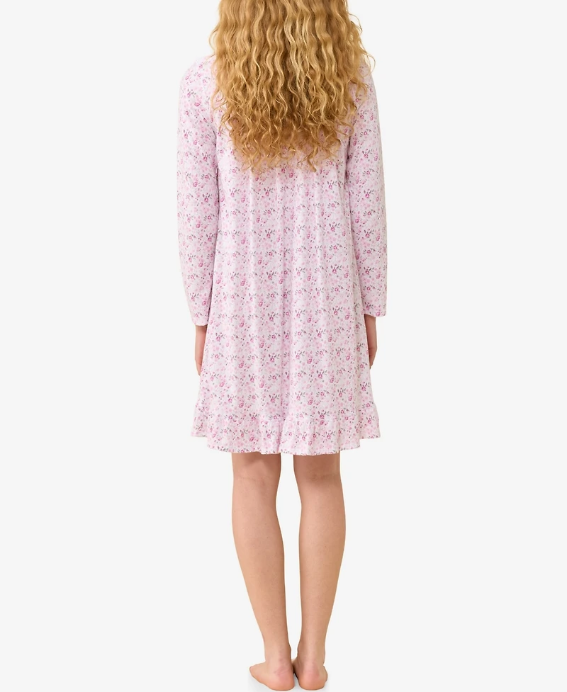 Eileen West Women's Long-Sleeve Floral-Print Short Nightgown