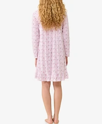 Eileen West Women's Long-Sleeve Floral-Print Short Nightgown
